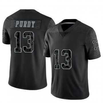 Men%27s San Francisco 49ers #13 Brock Purdy Black Reflective Limited Stitched Football Jersey